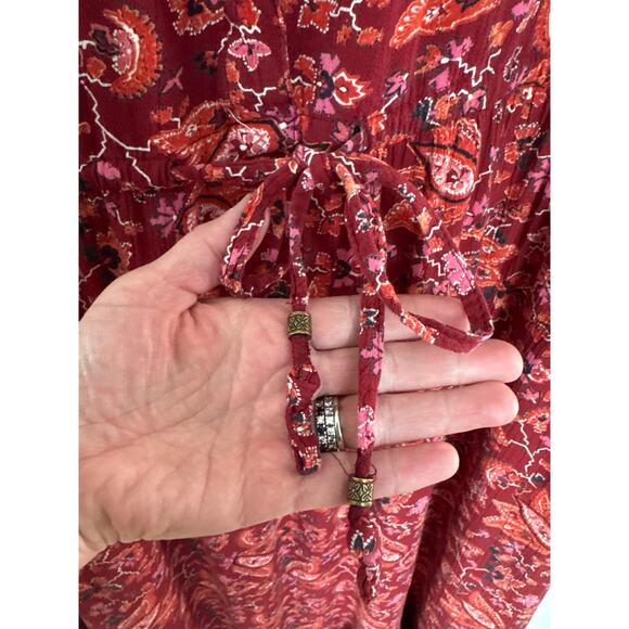 Fat Face FatFace Red Joyce Floral Maxi Dress long sleeved V neck size 20 - Picture 8 of 16